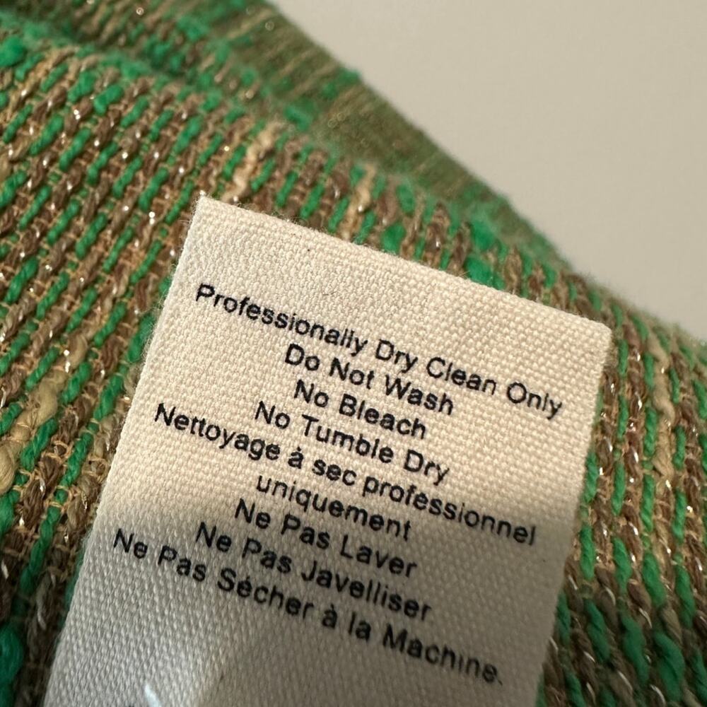 Green XS LAGence Blazer Jacket Cotton Blend Unique Picnic Tweed Fall Work Luxury - Picture 8 of 11